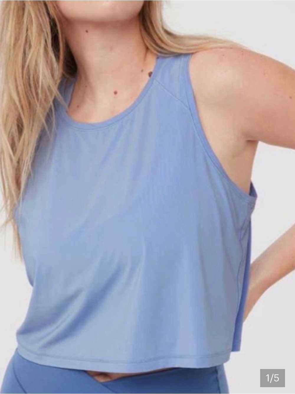 Offline by aerie Light Blue Women's Sweat Desh Cropped Tank Top